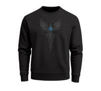 Sweatshirt Herren Odin Ragnar Gott Nordisch Runen Valhalla Wikinger Nordmänner Pullover - Odin Rabe schwarz 5XL