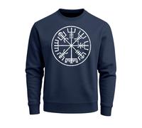 Sweatshirt Herren Odin Ragnar Gott Nordisch Runen Valhalla Wikinger Nordmänner Pullover - Vegvisir 1 navy 3XL