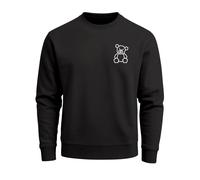 Sweatshirt Herren ohne Kapuze Frontprint Bär Brustlogo Polygon Teddy Pullover Fashion Streetwear - Teddy Polygon schwarz XL