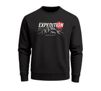Sweatshirt Herren ohne Kapuze Frontprint Grafik Bergmotiv Pullover mit Print Outdoor Fashion Streetwear - Expedition Northlane schwarz XS