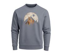 Sweatshirt Herren ohne Kapuze Frontprint mit Berg und Sonne - Outdoor Streetwear Männer Fashion - Mountain Scape convoy grey 3XL