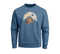 Sweatshirt Herren ohne Kapuze Frontprint mit Berg und Sonne - Outdoor Streetwear Männer Fashion - Mountain Scape indigo blue S