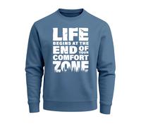 Sweatshirt Herren ohne Kapuze Spruch End of your comfort Zone Pullover Graphic Fashion Streetwear