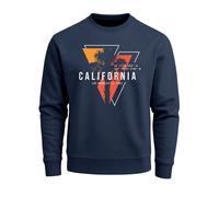 Sweatshirt Herren Palmen Kalifornien Los Angeles USA Rundhals-Pullover Fashion Streetwear - California geometric navy-rot XL
