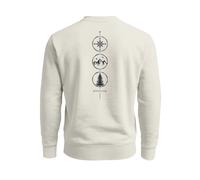 Sweatshirt Herren Pullover Backprint Vertikale Symbole | Kompass | Berge | Baum Outdoor Fashion Streetwear - Kompass Outdoor urban grey M