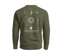 Sweatshirt Herren Pullover mit Backprint Astronomie Sonne-Mond Design Fashion Spiritual Streetwear - Spiritual Awareness oliv XXL