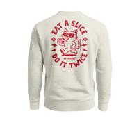 Sweatshirt Herren Pullover mit Backprint Pizza Cat Motiv Fun Food Streetwear Fashion Retro Style Streetwear - Eat a Slice urban grey M