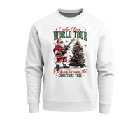 Sweatshirt Herren Santa Claus World Tour Weihnachtspullover Grafik Print XMAS Christmas Sweater Fashion Streetwear - Santa World Tour weiß 3XL