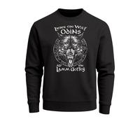 Sweatshirt Herren Spruch Lieber ein Wolf Odins als ein Lamm Gottes Wikinger nordische Mythologie Rundhals-Pullover - Wolf Odins schwarz 5XL