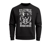 Sweatshirt Herren Steel Is Real Biker Totenkopf Rundhals-Pullover Skull Stahlhelm Born To Ride - Steel is Real schwarz S