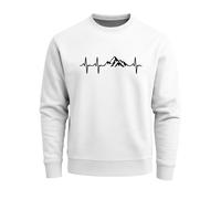 Sweatshirt Herren Wanderer Herzschlag Outdoor Natur Rundhals-Pullover Fashion Streetwear - Berg Herzschlag weiß L