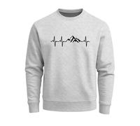 Sweatshirt Herren Wanderer Herzschlag Outdoor Natur Rundhals-Pullover Fashion Streetwear - Berg Herzschlag grau XS