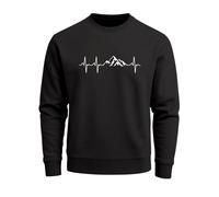 Sweatshirt Herren Wanderer Herzschlag Outdoor Natur Rundhals-Pullover Fashion Streetwear - Berg Herzschlag schwarz S