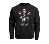 Sweatshirt Herren Weihnachten Bad Santa Biker Motorrad Aufdruck Print Rundhals-Pullover Fashion Streetwear - Bad Santa schwarz M