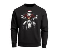 Sweatshirt Herren Weihnachten Bad Santa Biker Motorrad Aufdruck Print Rundhals-Pullover Fashion Streetwear - Santa Biker schwarz M