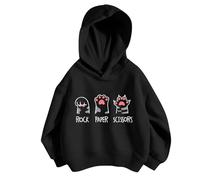 Sweatshirt Hoodie Mädchen Niedlicher Katzen-Druck Lässig Pullover Langarmshirt Locker Kapuzenpullover Langarm Sport Oberteile für 3-12 Jahre (Z1-Black, 9-10 Years)