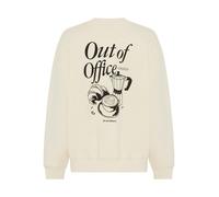 Sweatshirt HUGO BLUE "Classic Crew", Damen, Gr. L, open weiß 110, Sweatware, Obermaterial: 100% Baumwolle, bedruckt, normal, Rundhals, Rippbündchen, Sweatshirts Sweatshirt, mit großem Rückenprint (269