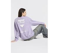 Sweatshirt HUGO BLUE "Classic Crew", Damen, Gr. XL, bright lila 521, Sweatware, Obermaterial: 100% Baumwolle, bedruckt, normal, Rundhals, Rippbündchen, Sweatshirts Sweatshirt, mit großem Rückenprint (