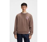 Sweatshirt HUGO BLUE "Oversized Crew", Damen, Gr. S (36), braun (rust, copper 223), Sweatware, Obermaterial: 100% Baumwolle, bedruckt, loose fit hüftbedeckend, Rundhals, Rippbündchen, Sweatshirts Swea