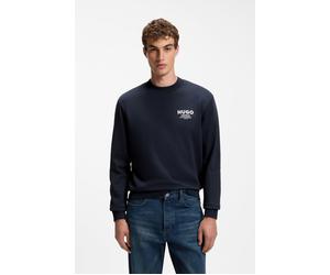 Sweatshirt HUGO "Nespon", Herren, Gr. M, blau (dunkelblau405), Sweatware, Obermaterial: 100% Baumwolle, unifarben, regular fit normal, Rundhals, Bündchen, Sweatshirts Sweatshirt, Rundhalsausschnitt, R
