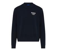 Sweatshirt HUGO "Nespon", Herren, Gr. S, blau (dunkelblau405), Sweatware, Obermaterial: 100% Baumwolle, unifarben, regular fit normal, Rundhals, Bündchen, Sweatshirts Sweatshirt, Rundhalsausschnitt, R