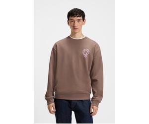 Sweatshirt HUGO "Oversized Crew", Damen, Gr. M (38), braun (rust, copper 223), Sweatware, Obermaterial: 100% Baumwolle, bedruckt, loose fit hüftbedeckend, Rundhals, Rippbündchen, Sweatshirts Sweatshir