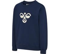 Sweatshirt HUMMEL "HMLJR REG TUKAS SWEATSHIRT", Jungen, Gr. 122/128, blau (marineblaus), Obermaterial: 97% Baumwolle, 3% Elasthan, Rundhals, Sweatshirts Sweatshirt, sportlicher Stil, mit Logo-Druck un