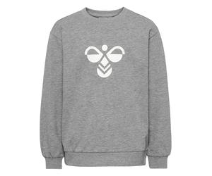 Sweatshirt HUMMEL "HMLJR REG TUKAS SWEATSHIRT", Jungen, Gr. 134/140, grau (grau melange), Obermaterial: 97% Baumwolle, 3% Elasthan, Rundhals, Sweatshirts Sweatshirt, sportlicher Stil, mit Logo-Druck u