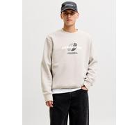 Sweatshirt JACK & JONES "JCOCLUB BRANDING SWEAT CREW NECK", Herren, Gr. L, beige (dove), angeraute Sweatware, Obermaterial: 60% Baumwolle, 40% Polyester, bedruckt, regular fit normal, Rundhals, Rippbü