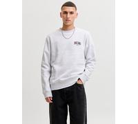 Sweatshirt JACK & JONES "JJAERO SWEAT CREW NECK 3PK MP", Herren, Gr. XL, grau (weiß melange pack:weiß melange, schwarz, scarab all small print), angeraute Sweatware, Obermaterial: 65% Polyester, 35% B