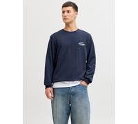 Sweatshirt JACK & JONES "JJBRANDON SWEAT CREW NECK", Damen, Gr. XS, navy blazer, angeraute Sweatware, Obermaterial: 65% Polyester, 35% Baumwolle, bedruckt, regular fit, Rundhals, Rippbündchen, Sweatsh
