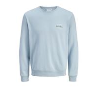 Sweatshirt JACK & JONES "JJBRANDON SWEAT CREW NECK", Herren, Gr. L, celestial blau, angeraute Sweatware, Obermaterial: 65% Polyester, 35% Baumwolle, bedruckt, regular fit, Rundhals, Rippbündchen, Swea