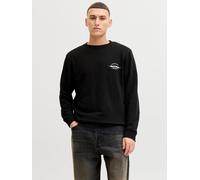 Sweatshirt JACK & JONES "JJBRANDON SWEAT CREW NECK", Herren, Gr. L, schwarz, angeraute Sweatware, Obermaterial: 65% Polyester, 35% Baumwolle, bedruckt, regular fit, Rundhals, Rippbündchen, Sweatshirts