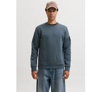 Sweatshirt JACK & JONES "JJCLEVELAND SWEAT CREW NECK", Herren, Gr. M, grau (turbulence), angeraute Sweatware, Obermaterial: 65% Polyester, 35% Baumwolle, unifarben, regular fit normal, Rundhals, Rippb