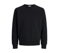 Sweatshirt JACK & JONES "JJCLEVELAND SWEAT CREW NECK", Herren, Gr. M, schwarz, angeraute Sweatware, Obermaterial: 65% Polyester, 35% Baumwolle, unifarben, regular fit normal, Rundhals, Rippbündchen, S