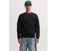 Sweatshirt JACK & JONES "JJCLEVELAND SWEAT CREW NECK", Herren, Gr. S, schwarz, angeraute Sweatware, Obermaterial: 65% Polyester, 35% Baumwolle, unifarben, regular fit normal, Rundhals, Rippbündchen, S