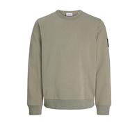 Sweatshirt JACK & JONES "JJCLEVELAND SWEAT CREW NECK", Herren, Gr. XL, beige (vetiver), angeraute Sweatware, Obermaterial: 65% Polyester, 35% Baumwolle, unifarben, regular fit normal, Rundhals, Rippbü