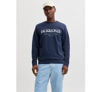 Sweatshirt JACK & JONES "JJDEVIN DAYTONA PRINT SWEAT CREW NECK", Herren, Gr. S, navy blazer, angeraute Sweatware, Obermaterial: 60% Baumwolle, 40% Polyester, bedruckt, regular fit normal, Rundhals, Ri