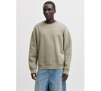 Sweatshirt JACK & JONES "JJEACE SWEAT CREW NECK NOOS", Herren, Gr. M, beige (vetiver), angeraute Sweatware, Obermaterial: 70% Baumwolle, 30% Polyester, unifarben, relaxed fit normal, Rundhals, Rippbün
