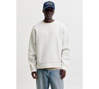 Sweatshirt JACK & JONES "JJEBARRON SWEAT CREW NECK NOOS", Herren, Gr. L, weiß (weiß melange), angeraute Sweatware, Obermaterial: 70% Polyester, 30% Baumwolle, meliert, unifarben, loose fit normal, Run