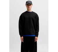 Sweatshirt JACK & JONES "JJEBARRON SWEAT CREW NECK NOOS", Herren, Gr. XL, schwarz, angeraute Sweatware, Obermaterial: 70% Polyester, 30% Baumwolle, unifarben, loose fit normal, Rundhals, Rippbündchen,