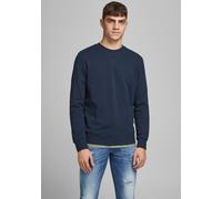 Sweatshirt JACK & JONES "JJEBASIC mit Flaglabel und weicher Baumwollmischung", Herren, Gr. XL, blau (navy), Sweatware, Obermaterial: 85% Baumwolle, 15% Polyester, unifarben, normal hüftlang, Rundhals,