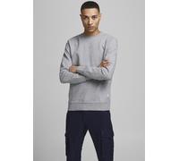 Sweatshirt JACK & JONES "JJEBASIC mit Flaglabel und weicher Baumwollmischung", Herren, Gr. XL, grau (hellgrau, meliert), Sweatware, Obermaterial: 100% Baumwolle, unifarben, normal hüftlang, Rundhals,