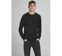 Sweatshirt JACK & JONES "JJEBASIC mit Flaglabel und weicher Baumwollmischung", Herren, Gr. XL, schwarz, Sweatware, Obermaterial: 100% Baumwolle, unifarben, normal hüftlang, Rundhals, Rippbündchen, Swe