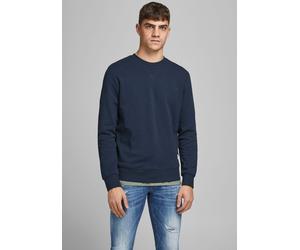 Sweatshirt JACK & JONES "JJEBASIC mit Flaglabel und weicher Baumwollmischung", Herren, Gr. XS, blau (navy), Sweatware, Obermaterial: 85% Baumwolle, 15% Polyester, unifarben, normal hüftlang, Rundhals,
