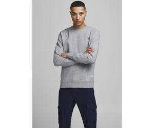 Sweatshirt JACK & JONES "JJEBASIC mit Flaglabel und weicher Baumwollmischung", Herren, Gr. XS, grau (hellgrau, meliert), Sweatware, Obermaterial: 100% Baumwolle, unifarben, normal hüftlang, Rundhals,