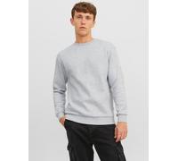 Sweatshirt JACK & JONES "JJEBRADLEY mit Rippbündchen für Alltag und Freizeit", Herren, Gr. M, grau (light grau melange), angeraute Sweatware, Obermaterial: 61% Polyester, 39% Baumwolle, meliert, relax