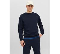 Sweatshirt JACK & JONES "JJEBRADLEY mit Rippbündchen für Alltag und Freizeit", Herren, Gr. 3XL, blau (navy blazer), angeraute Sweatware, Obermaterial: 61% Polyester, 39% Baumwolle, unifarben, relaxed