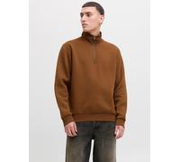 Sweatshirt JACK & JONES "JJEBRADLEY SWEAT HALF ZIP NOOS", Herren, Gr. S, monks robe, angeraute Sweatware, Obermaterial: 65% Polyester, 35% Baumwolle, unifarben, relaxed fit taillenbedeckt, ohne Aussch