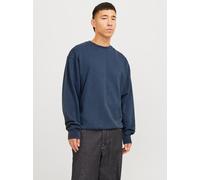 Sweatshirt JACK & JONES "JJECHARGE FADED SWEAT CREW NECK NOOS", Herren, Gr. XS, blau (mood indigo), angeraute Sweatware, Obermaterial: 100% Baumwolle, unifarben, loose fit taillenbedeckt, Rundhals, Ri